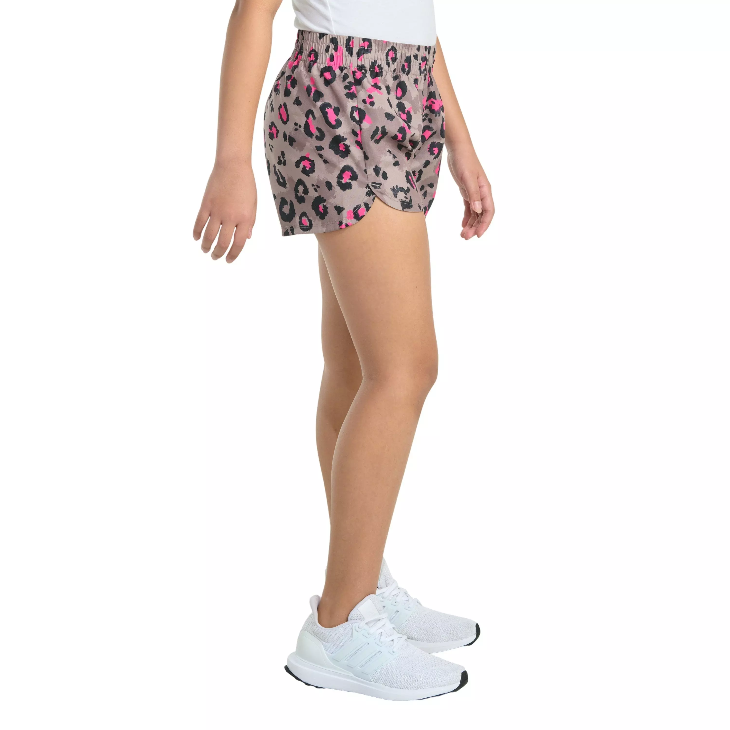 adidas Big Girls' Elastic Waistband Printed Woven 25 Pacer Short -Brown - BROWN