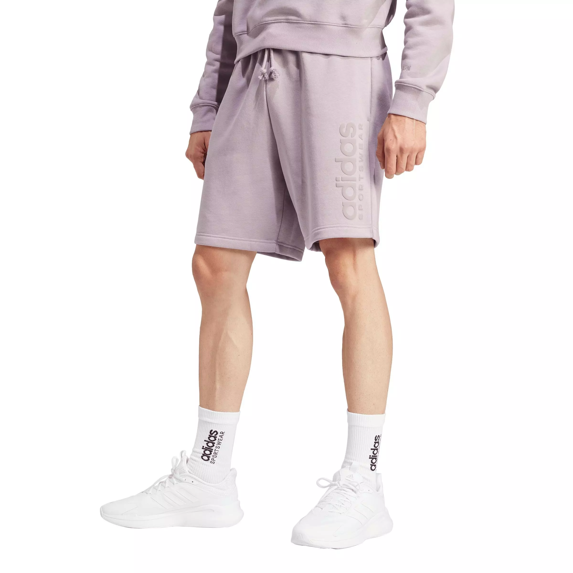 adidas Men's ALL SZN Fleece Graphic Shorts - Purple - PURPLE