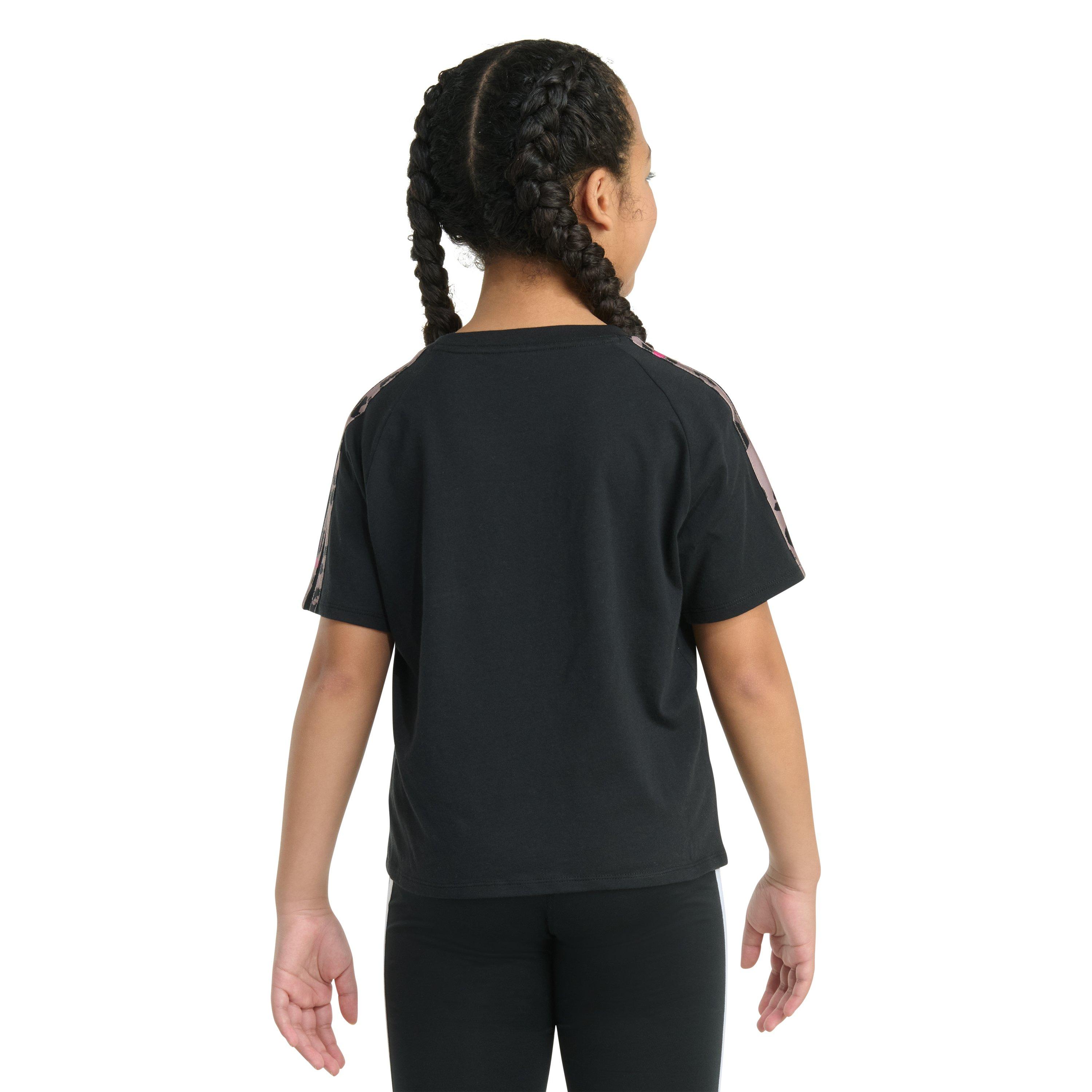 adidas Short Sleeve Printed Raglan Big Girls' Black Tee