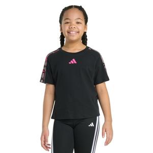 adidas Big Girls' Short Sleeve Printed Raglan Tee -Black