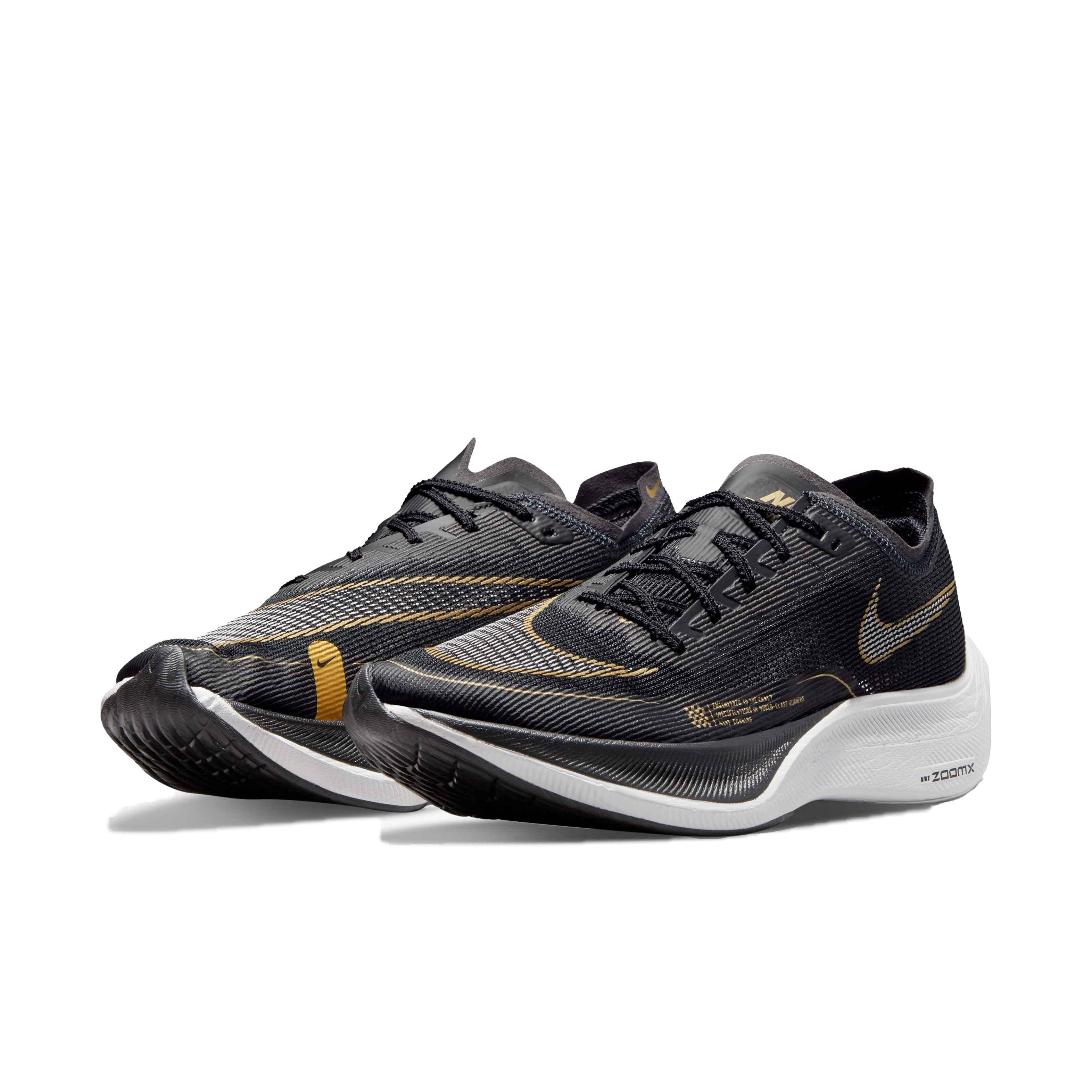 Nike ZoomX Vaporfly Next% 2 "Black/White/Metallic Gold Coin" Men's Running Shoe - BLACK Thumbnail View 3