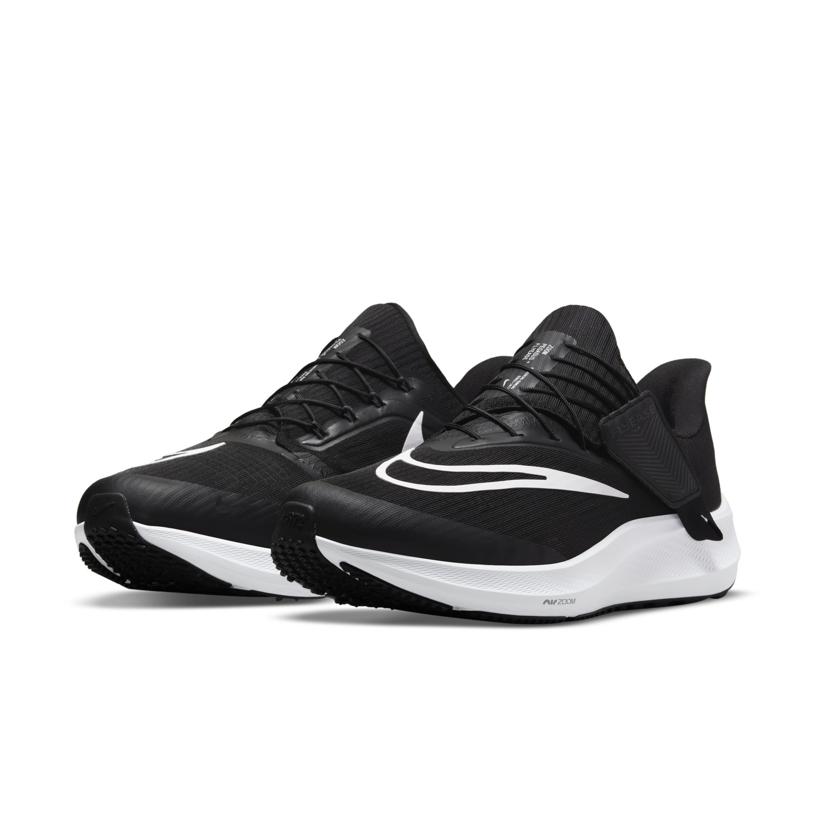 Nike Air Zoom Pegasus FlyEase "Black/White/Dark Smoke Grey" Men's Wide Running Shoe - BLACK Thumbnail View 3