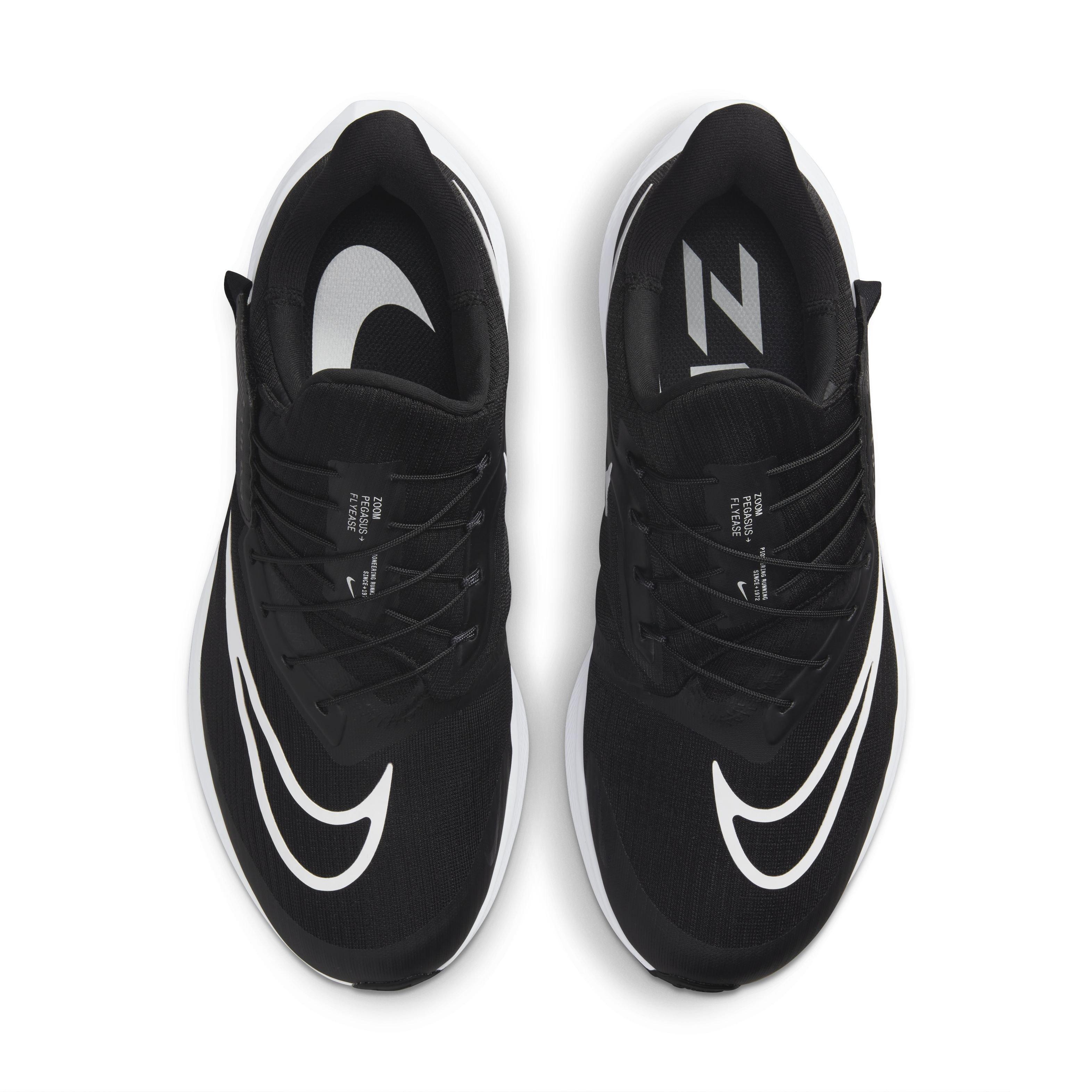 Nike Air Zoom Pegasus FlyEase "Black/White/Dark Smoke Grey" Men's Wide Running Shoe - BLACK Thumbnail View 4