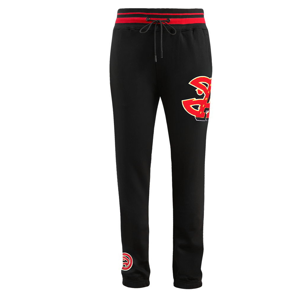 Pro Standard Men's NBA Atlanta Hawks Mashup Rib Sweatpants - Black/Red - BLACK/RED Thumbnail View 1