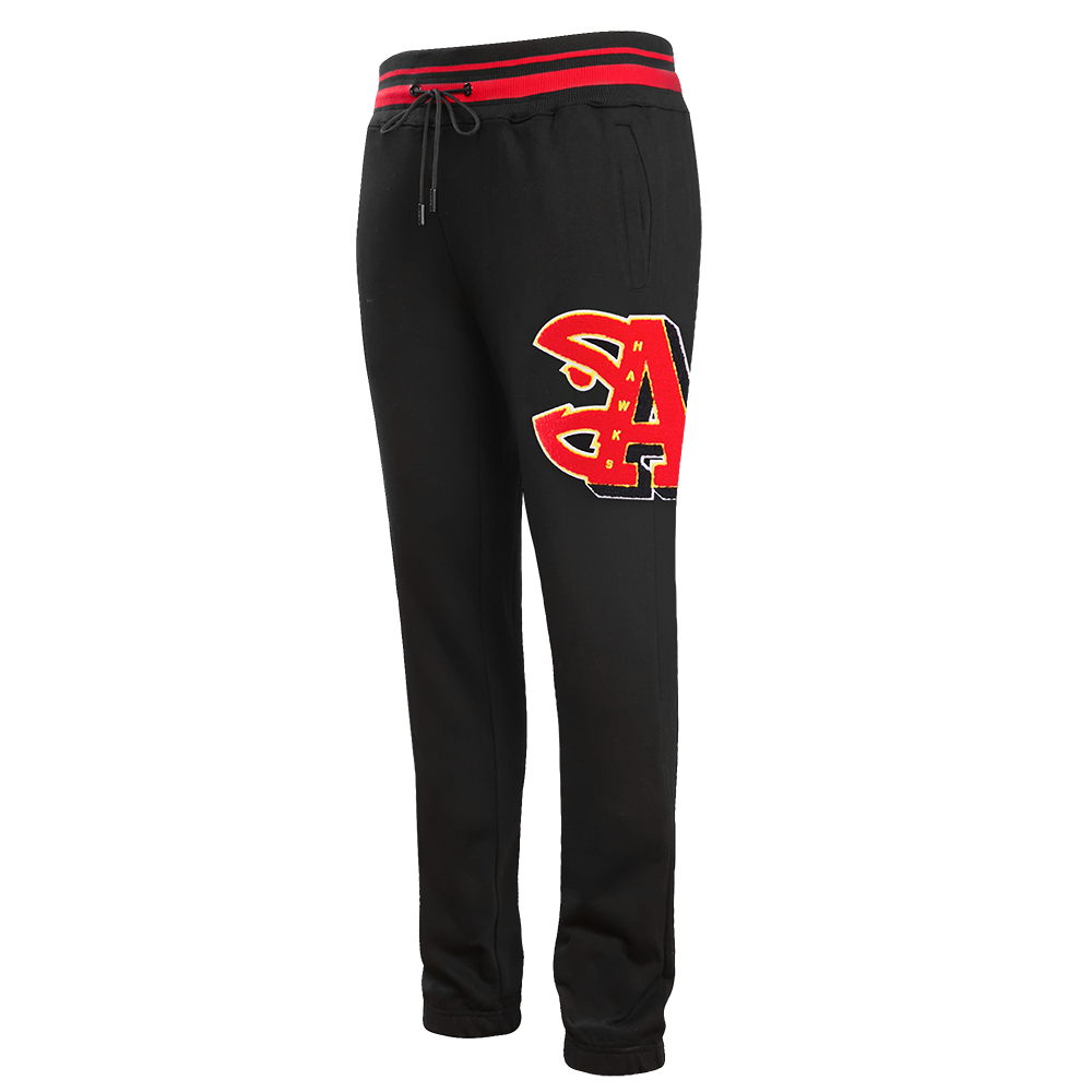 Pro Standard Men's NBA Atlanta Hawks Mashup Rib Sweatpants -Black/Red - BLACK/RED Thumbnail View 3