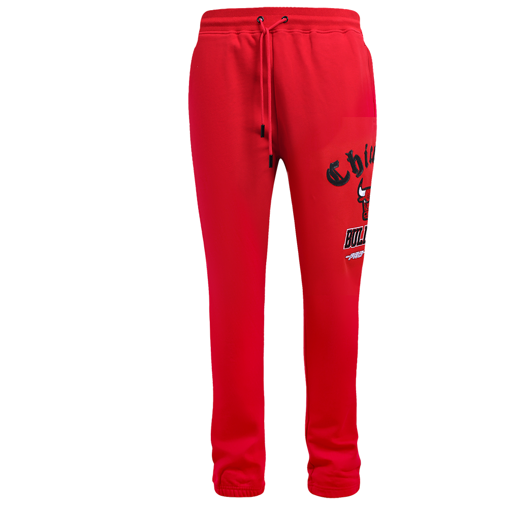 Pro Standard Men's NBA Chicago Bulls Old English Sweatpants -Red - RED Thumbnail View 1