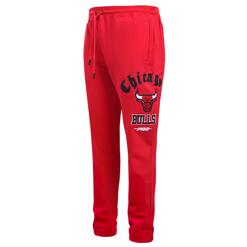 Pro Standard Men's NBA Chicago Bulls Old English Sweatpants - Red - RED Thumbnail View 3