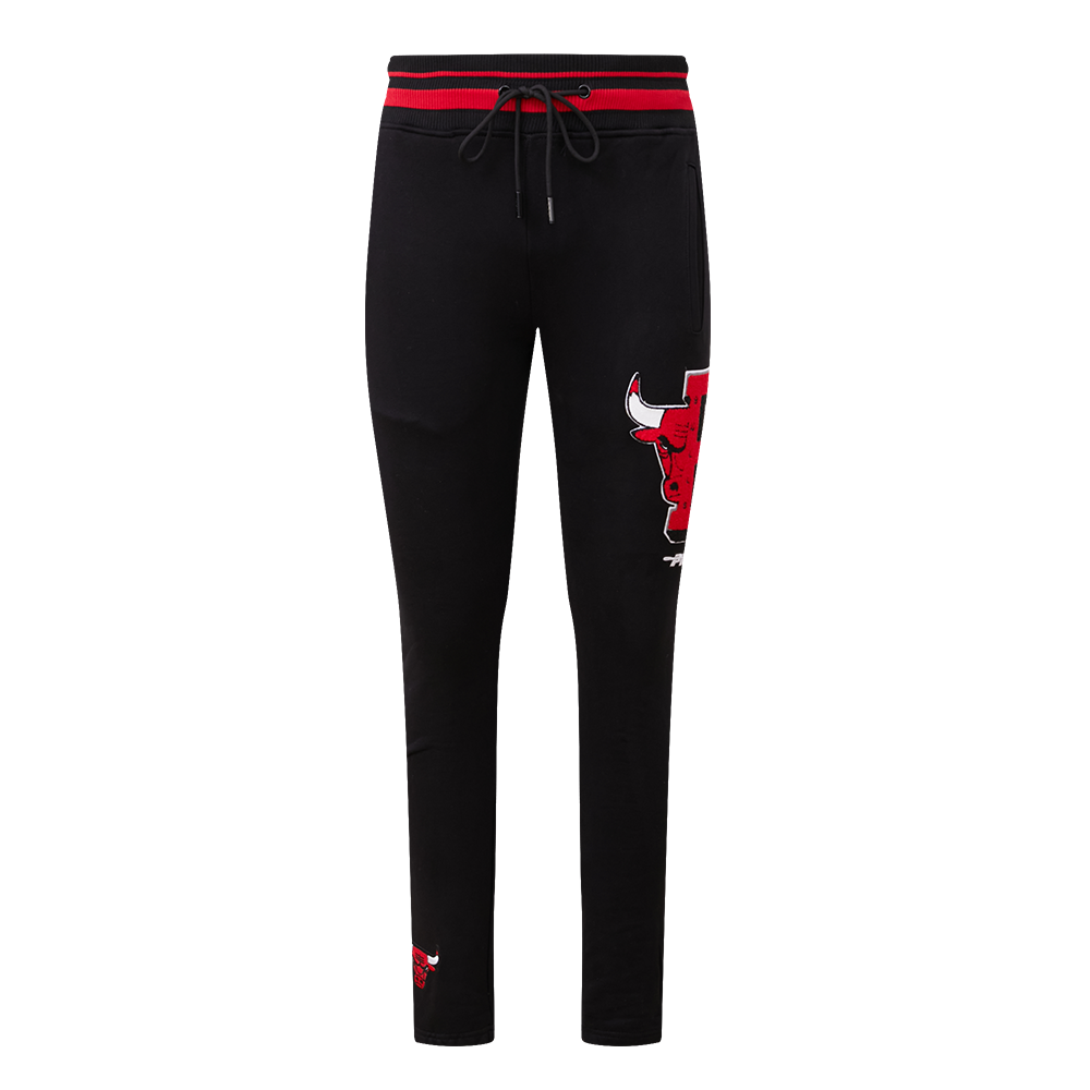 Pro Standard Men's NBA Chicago Bulls Mashup Rib Sweatpants - Black/Red - BLACK/RED Thumbnail View 1