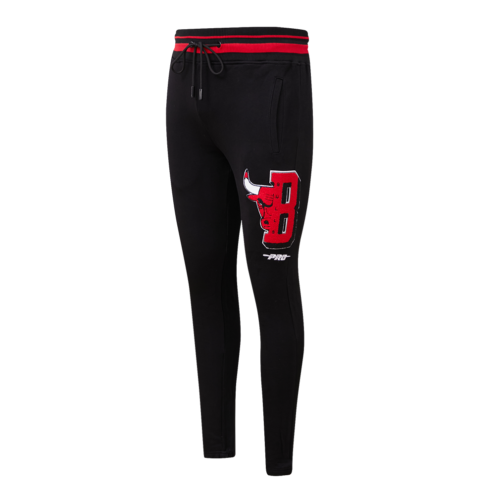 Pro Standard Men's NBA Chicago Bulls Mashup Rib Sweatpants -Black/Red - BLACK/RED Thumbnail View 3