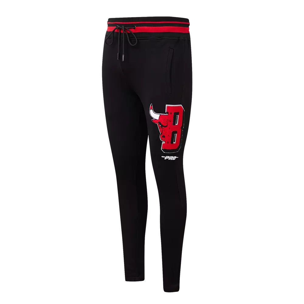 Pro Standard Men's NBA Chicago Bulls Mashup Rib Sweatpants -Black/Red - BLACK/RED