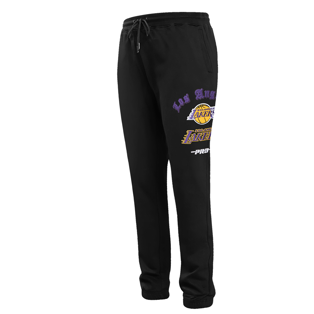 Pro Standard Men's NBA Los Angeles Lakers Old English Sweatpants - Black - BLACK Thumbnail View 3