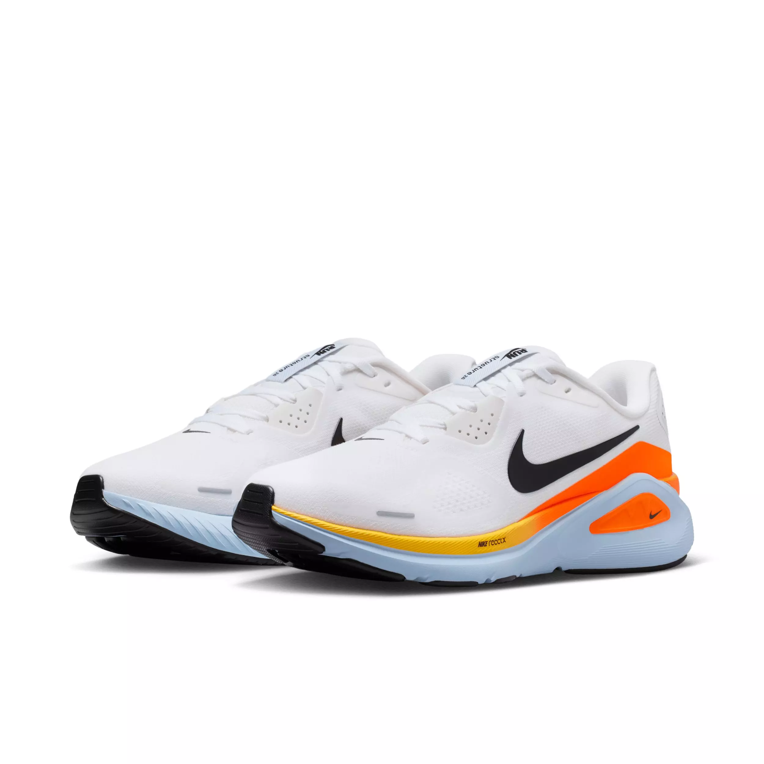 Nike Structure 26 "White/Hydrogen Blue/Total Orange/Black" Men's Running Shoe - WHITE/BLUE/ORANGE/BLACK