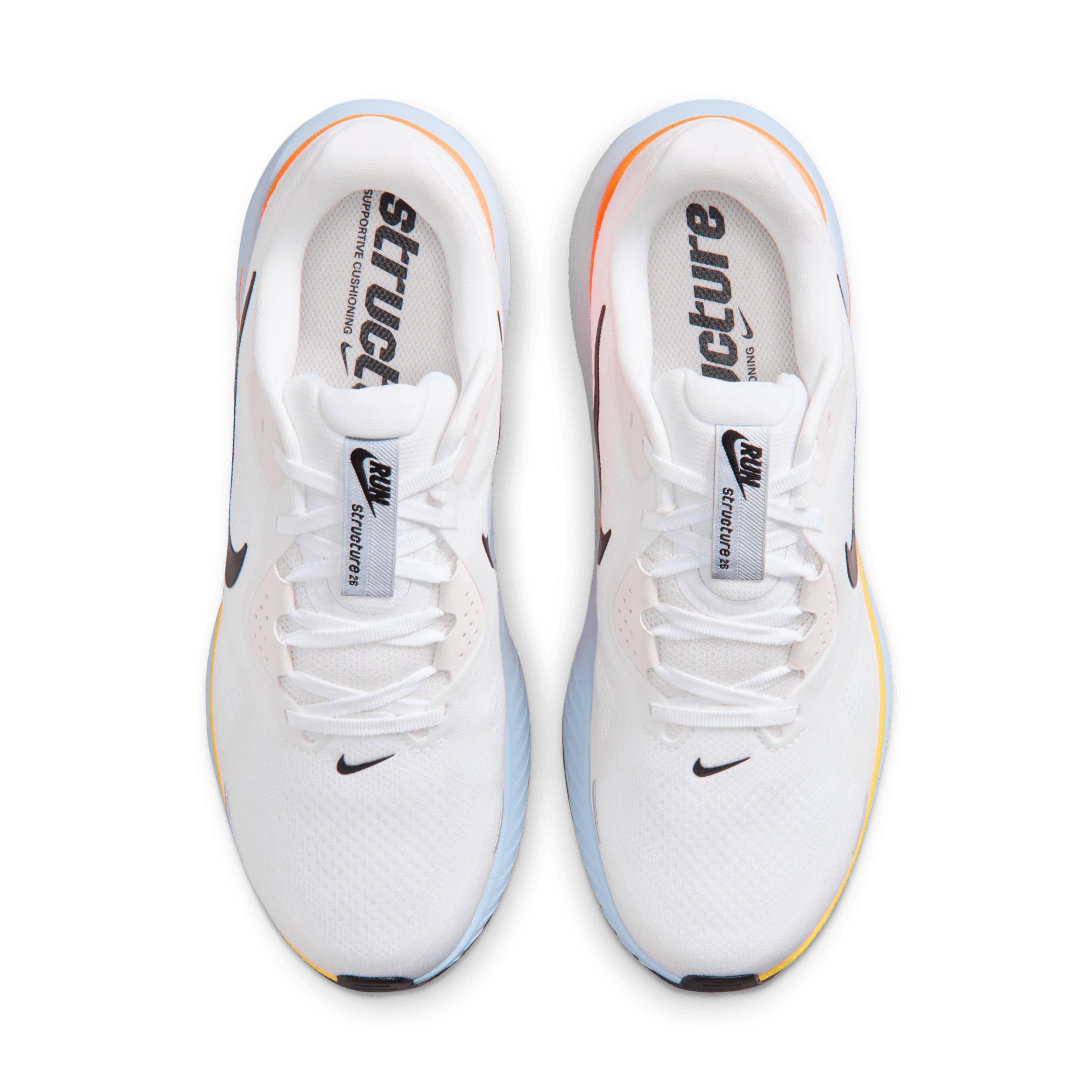 Nike Structure 26 "White/Hydrogen Blue/Total Orange/Black" Men's Running Shoe - WHITE/BLUE/ORANGE/BLACK Thumbnail View 4