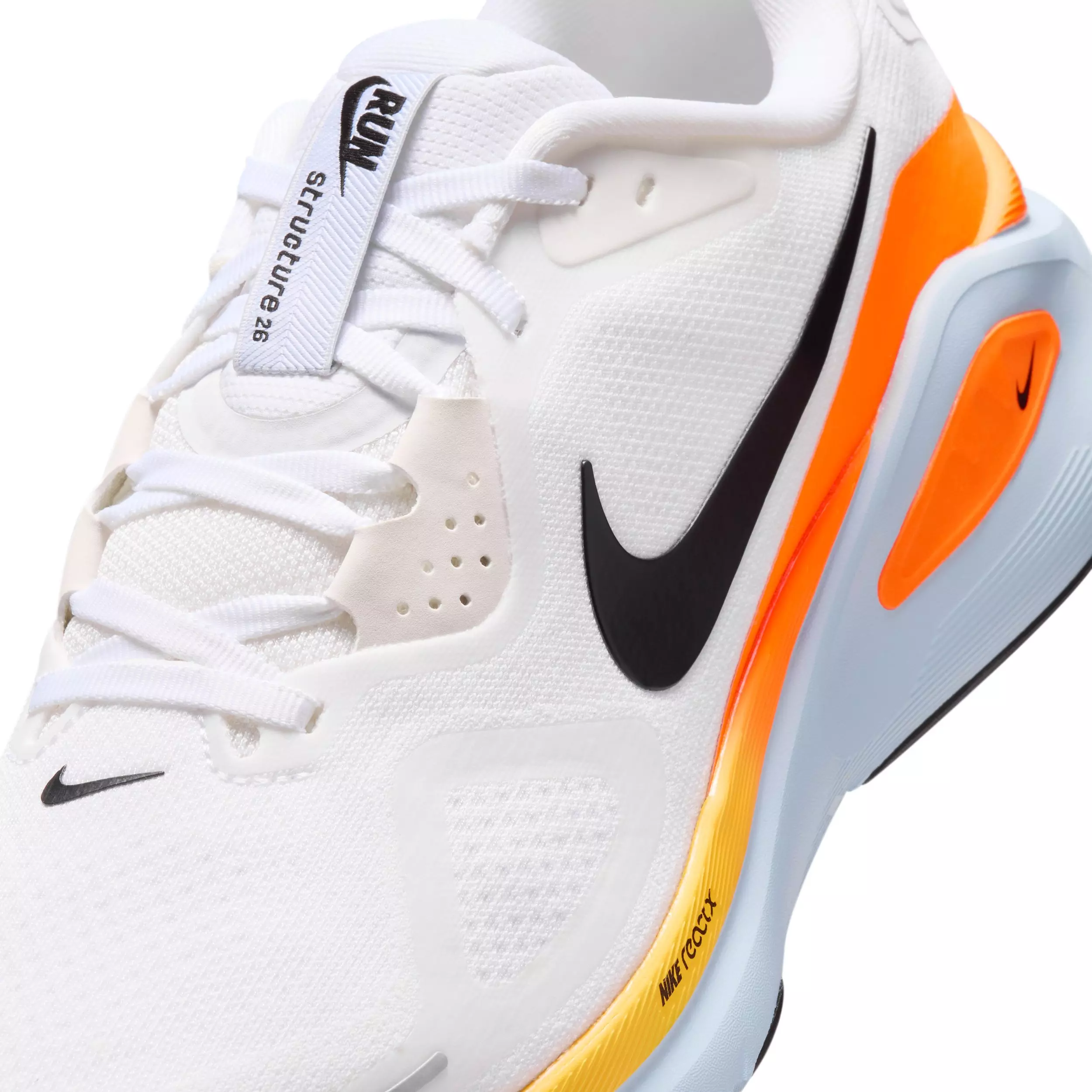 Nike Structure 26 "White/Hydrogen Blue/Total Orange/Black" Men's Running Shoe - WHITE/BLUE/ORANGE/BLACK