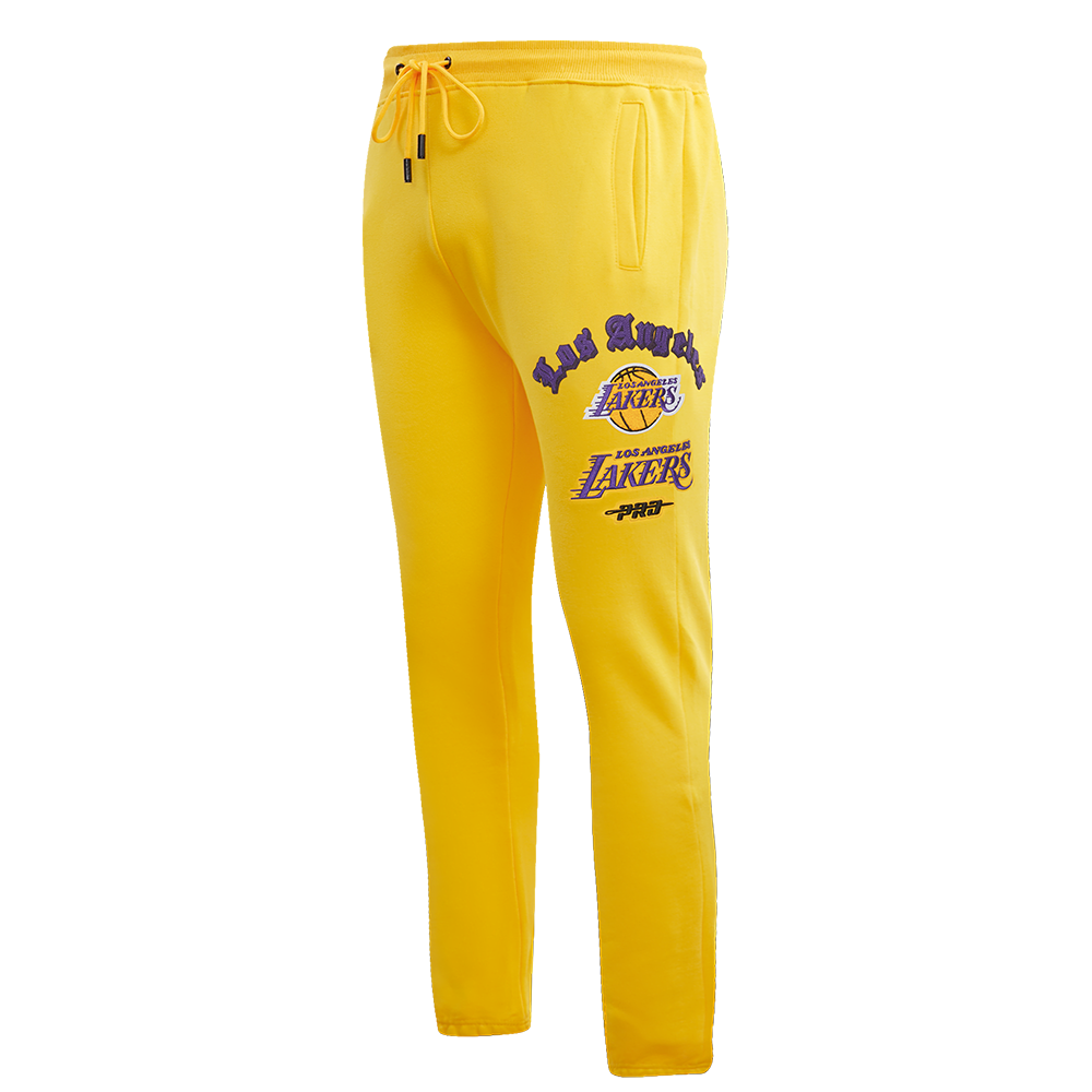 Pro Standard Men's NBA Los Angeles Lakers Old English Sweatpants - Yellow - YELLOW Thumbnail View 3