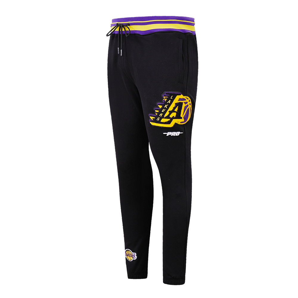 Pro Standard Men's NBA Los Angeles Lakers Mashup Rib Sweatpants - Black/Purple - BLACK/PURPLE Thumbnail View 3