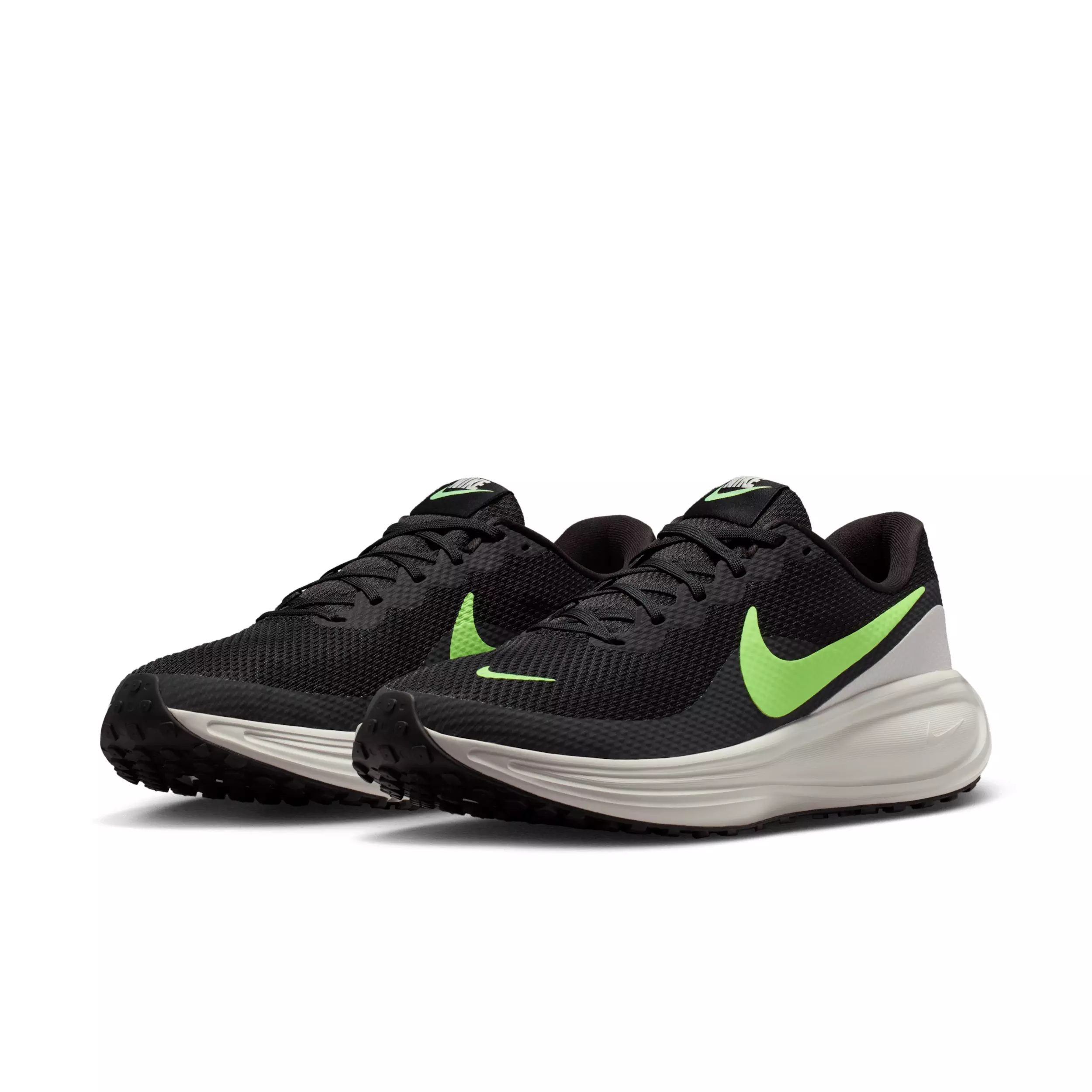 Nike Revolution 8 "Black/Summit White/Football Grey/Lime Blast" Men's Running Shoe - BLACK/WHITE/GREY/LIME
