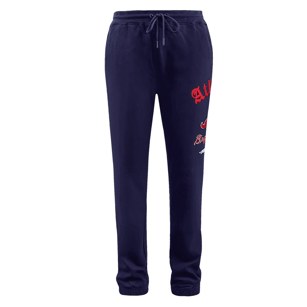 Pro Standard Men's MLB Atlanta Braves Old English Sweatpants - Navy - NAVY Thumbnail View 1