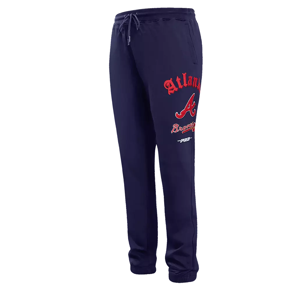 Pro Standard Men's MLB Atlanta Braves Old English Sweatpants -Navy - NAVY