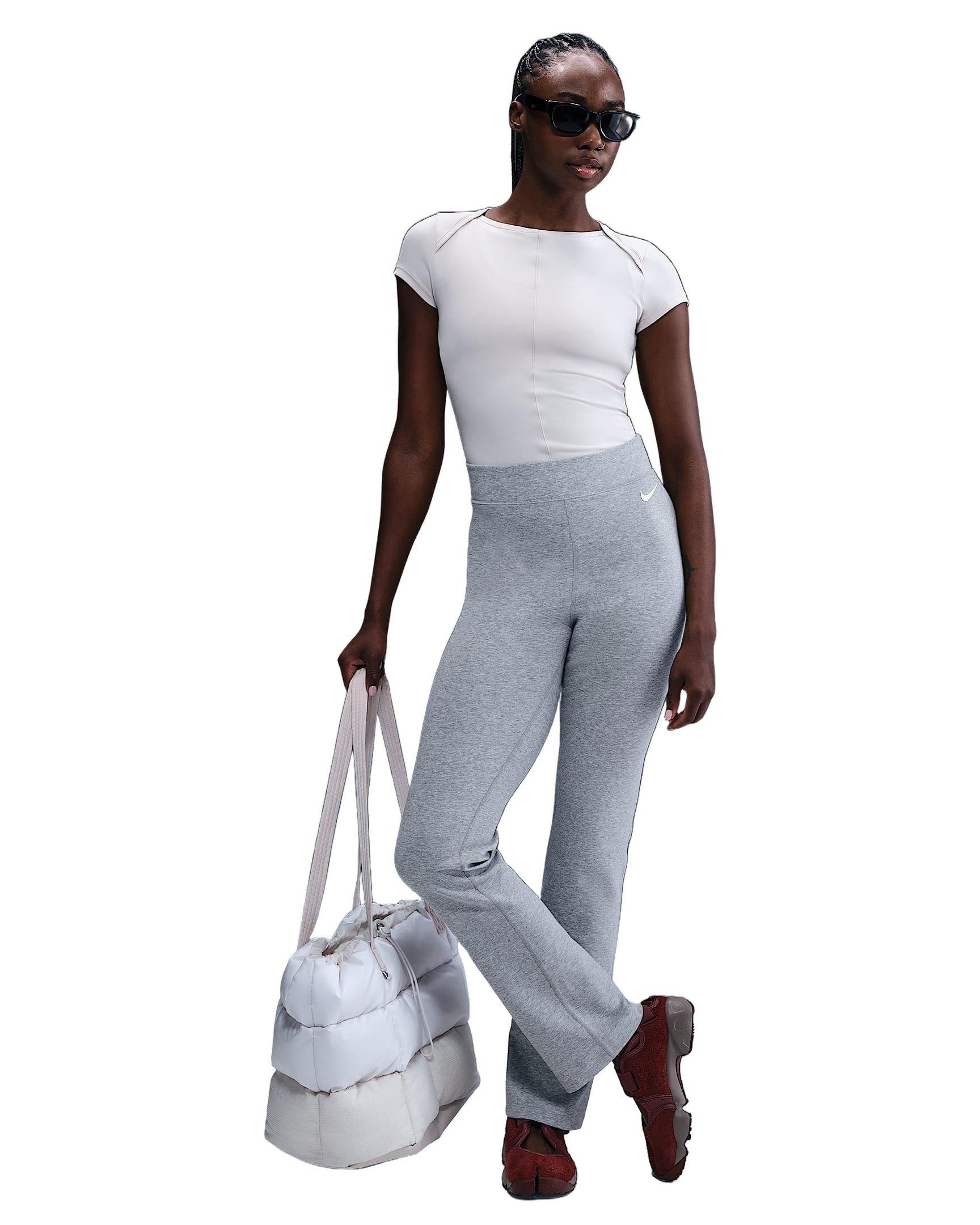 Nike Women's Sportswear Classic High-Waisted Bootcut Pants - Grey - GREY Thumbnail View 4