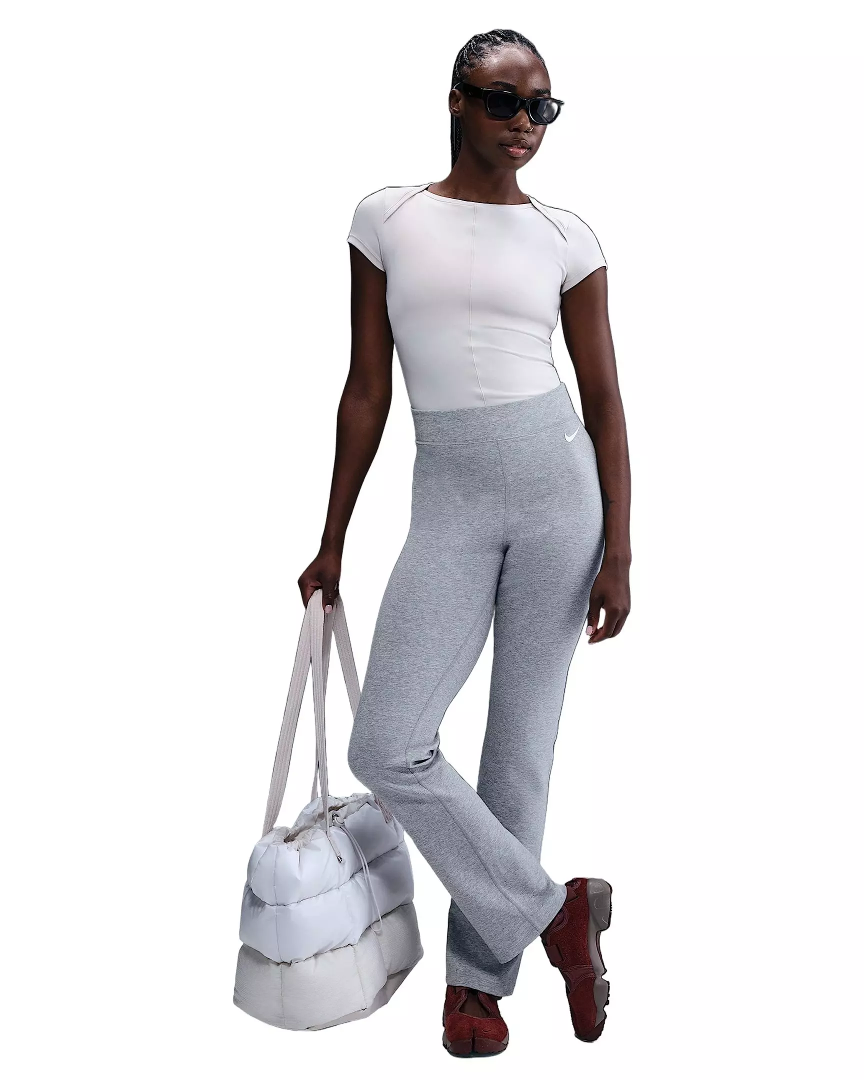 Nike Women's Sportswear Classic High-Waisted Bootcut Pants - Grey - GREY