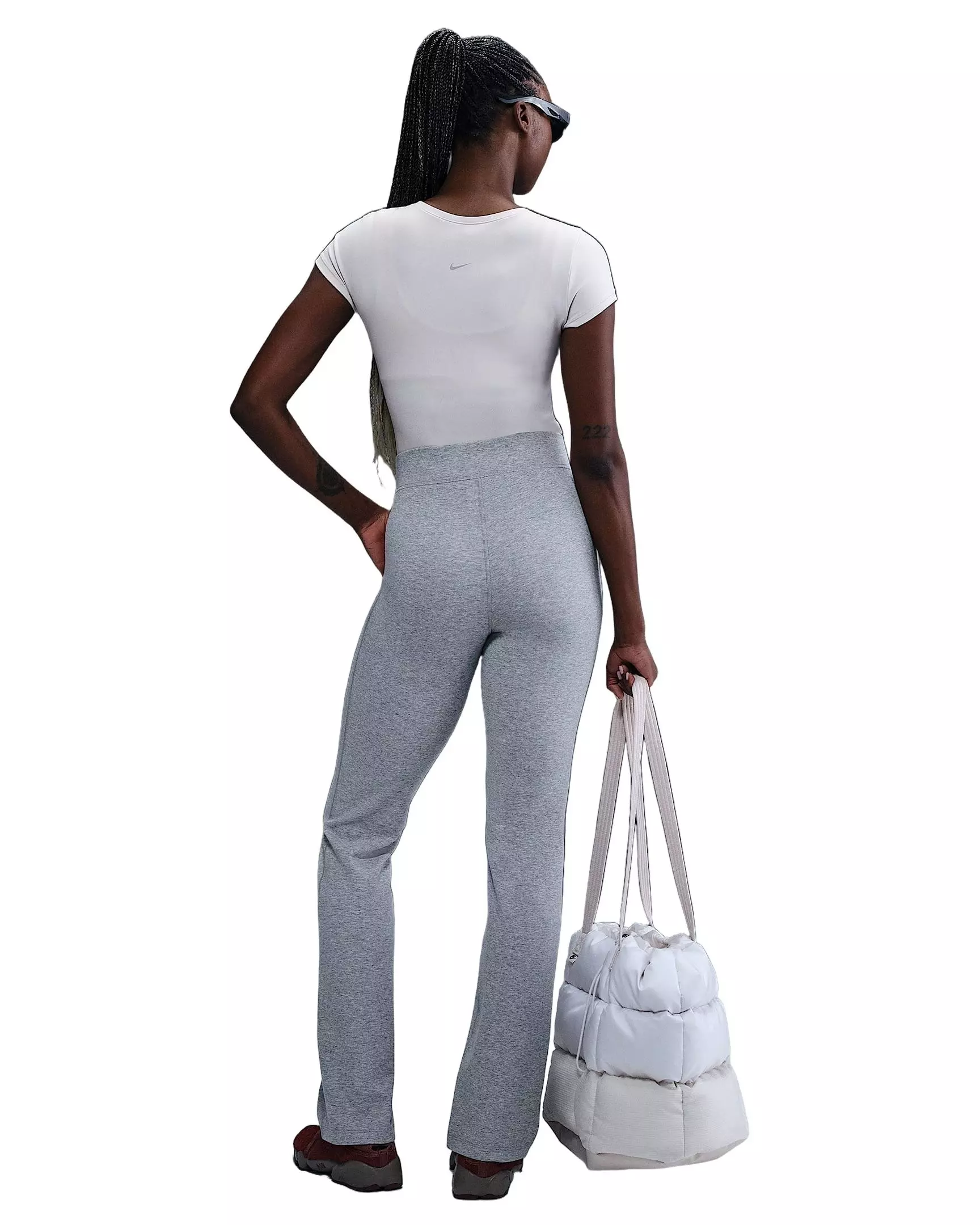 Nike Women's Sportswear Classic High-Waisted Bootcut Pants -Grey - GREY