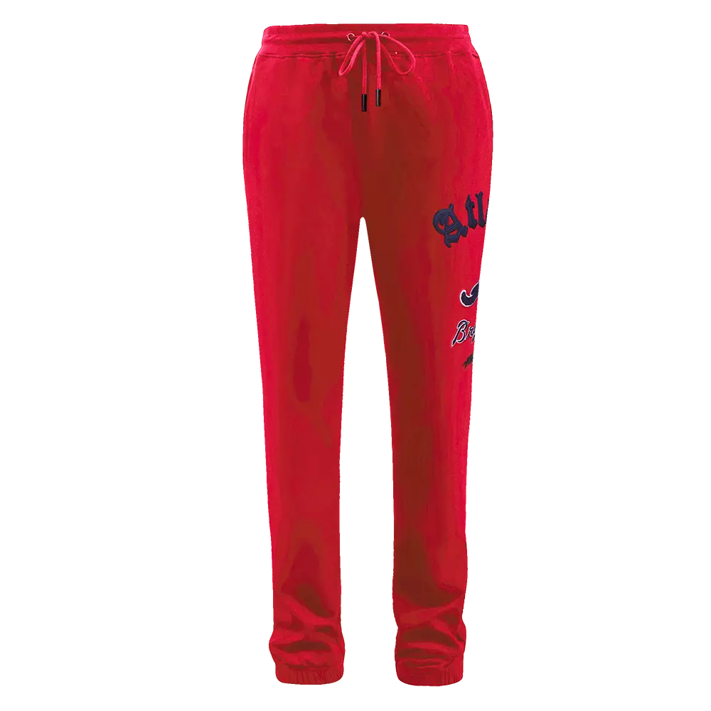 Pro Standard Men's MLB Atlanta Braves Old English Sweatpants - Red - RED