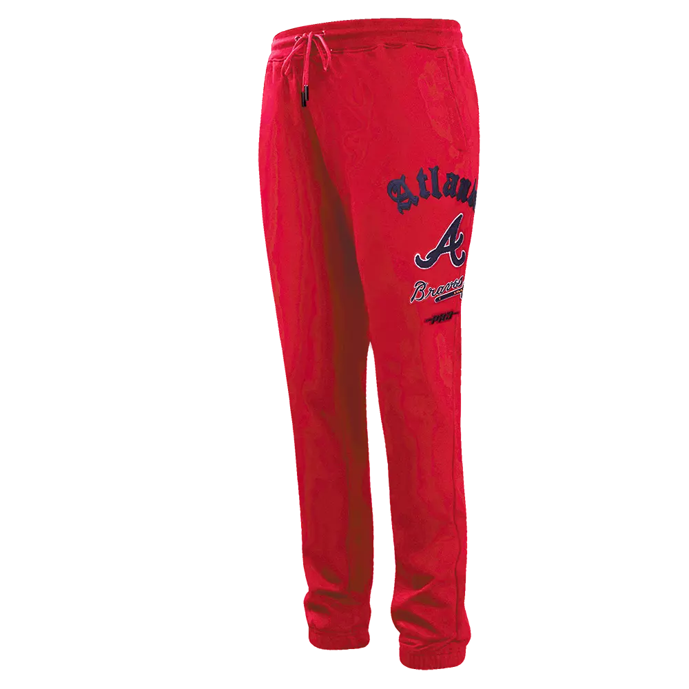Pro Standard Men's MLB Atlanta Braves Old English Sweatpants -Red - RED
