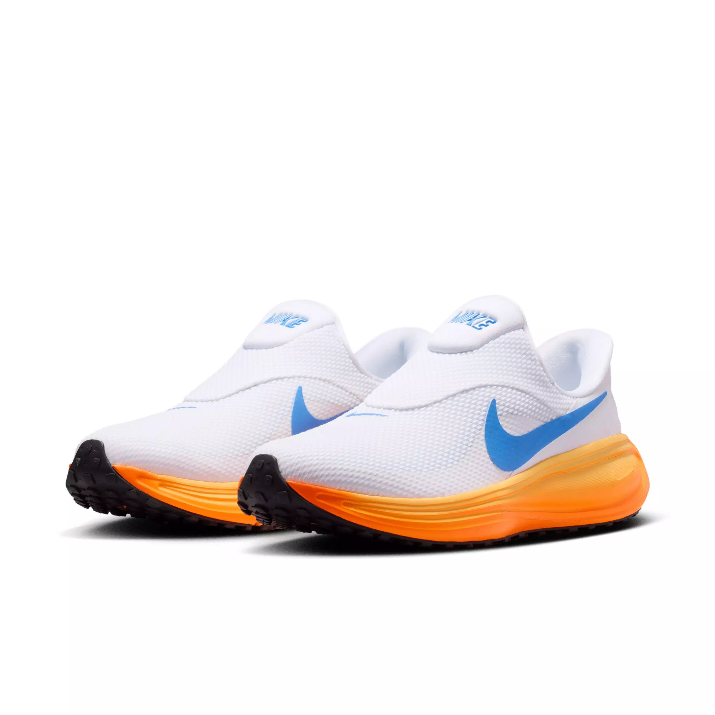Nike Revolution 8 EasyOn "White/Hydrogen Blue/Total Orange/Blue Crystal" Men's Running Shoe - WHITE/BLUE/ORANGE/BLUE