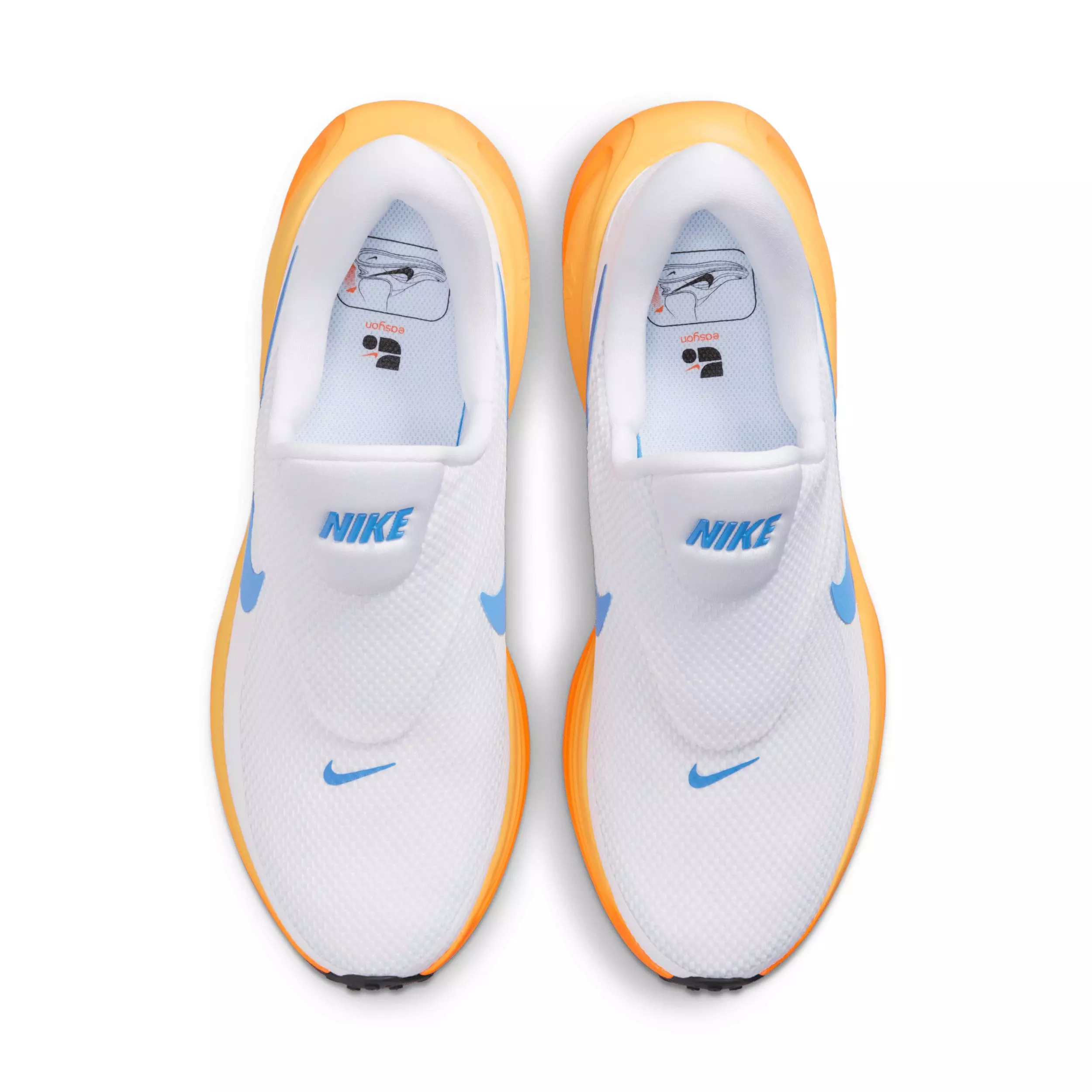 Nike Revolution 8 EasyOn "White/Hydrogen Blue/Total Orange/Blue Crystal" Men's Running Shoe - WHITE/BLUE/ORANGE/BLUE