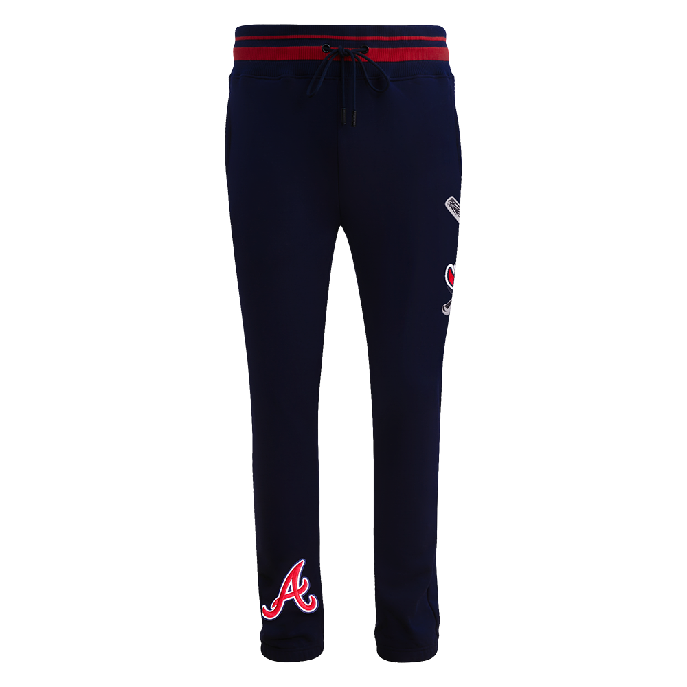 Pro Standard Men's MLB Atlanta Braves Mashup Rib Sweatpants - Navy/Red - NAVY/RED Thumbnail View 1