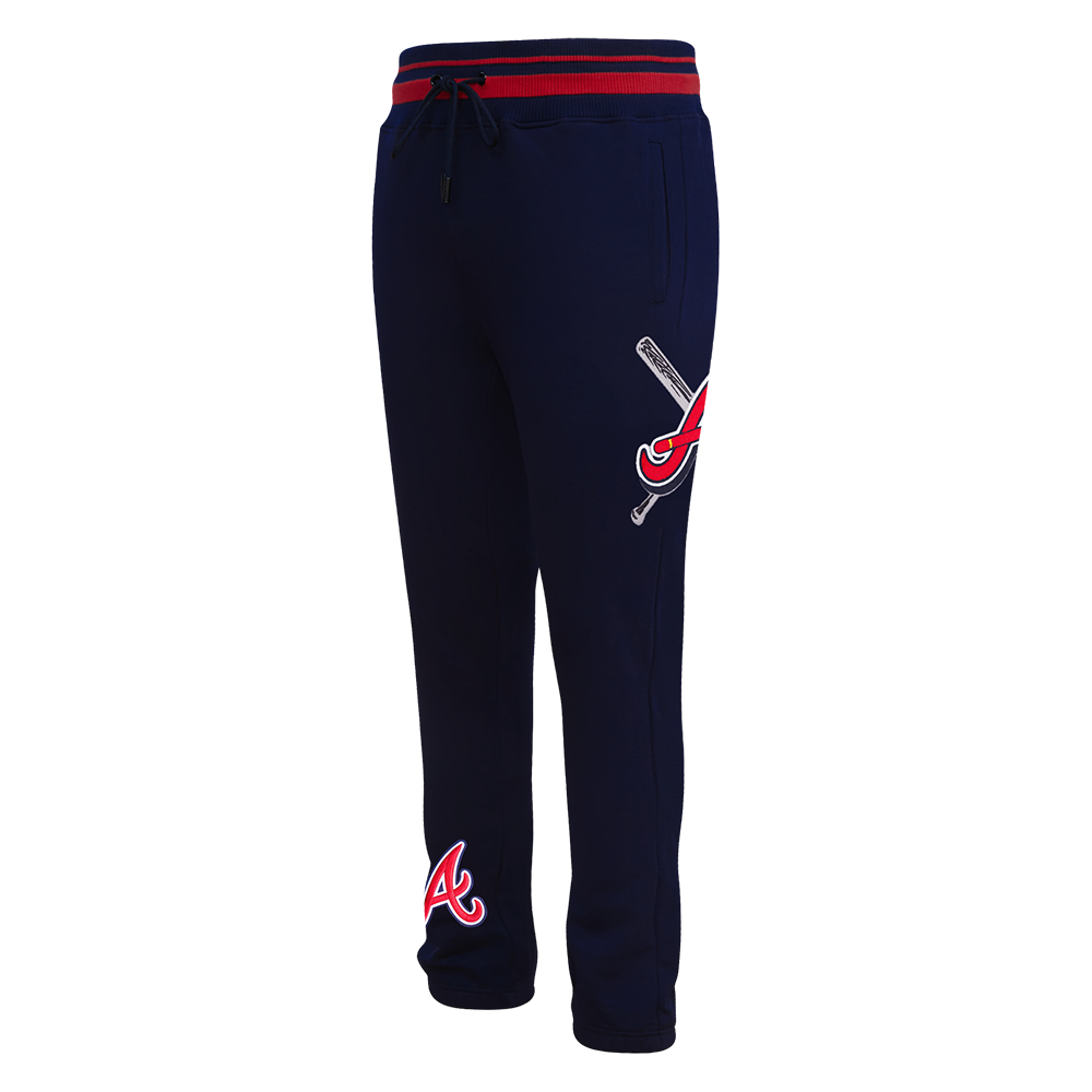 Pro Standard Men's MLB Atlanta Braves Mashup Rib Sweatpants -Navy/Red - NAVY/RED Thumbnail View 3