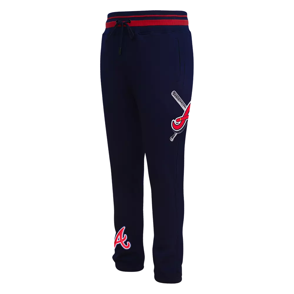 Pro Standard Men's MLB Atlanta Braves Mashup Rib Sweatpants -Navy/Red - NAVY/RED