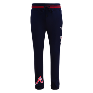 Pro Standard Men's MLB Atlanta Braves Mashup Rib Sweatpants -Navy/Red