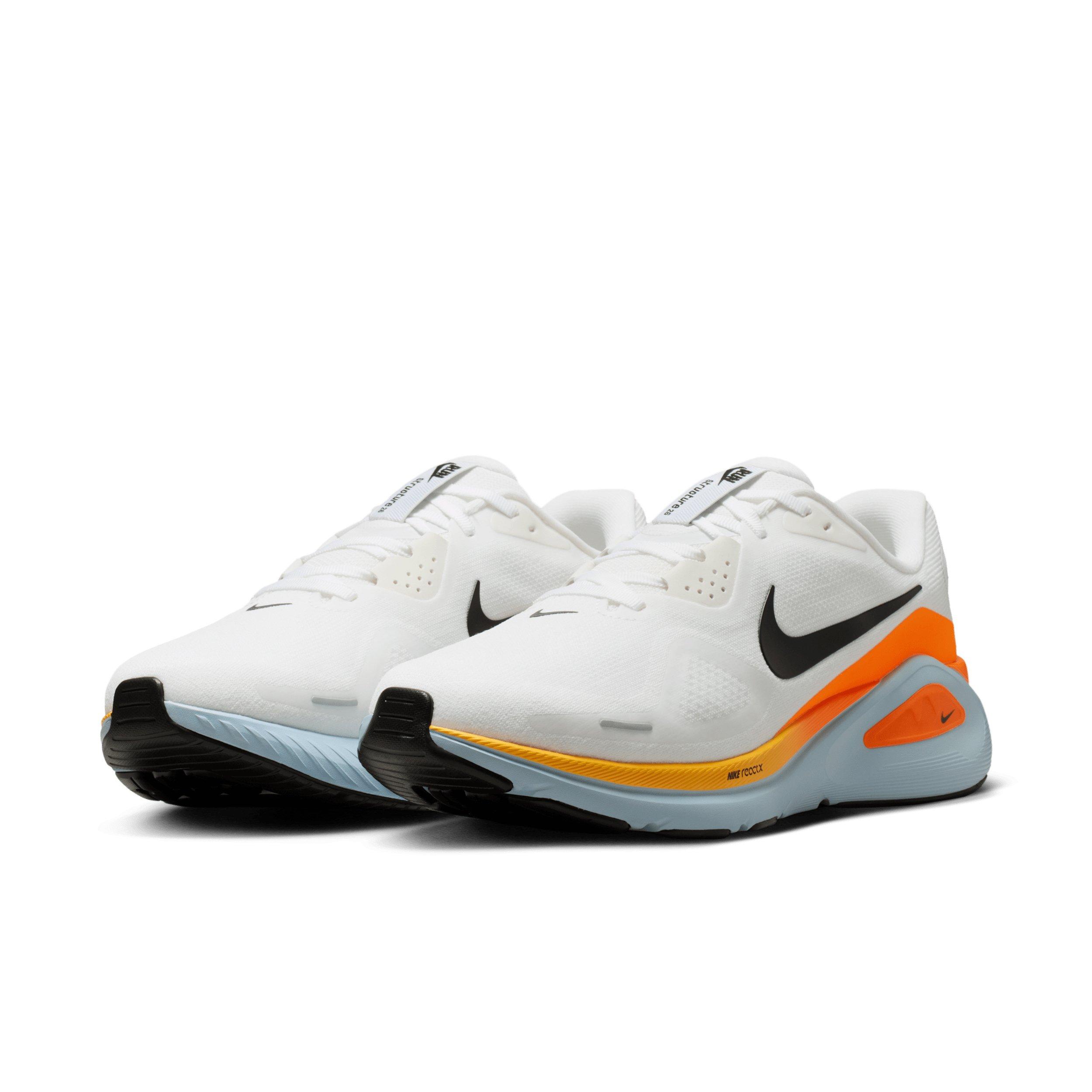 Nike Structure 26 "White/Hydrogen Blue/Total Orange/Black" Men's Wide Running Shoe - WHITE/BLUE/ORANGE/BLACK Thumbnail View 3