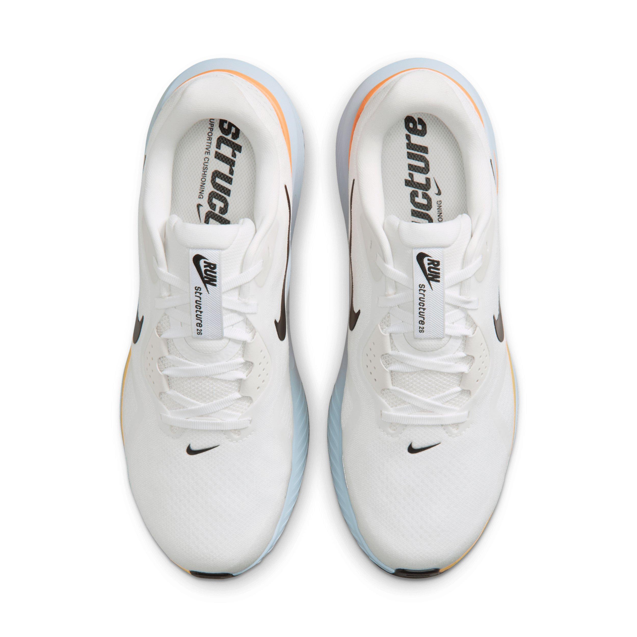 Nike Structure 26 "White/Hydrogen Blue/Total Orange/Black" Men's Wide Running Shoe - WHITE/BLUE/ORANGE/BLACK Thumbnail View 4