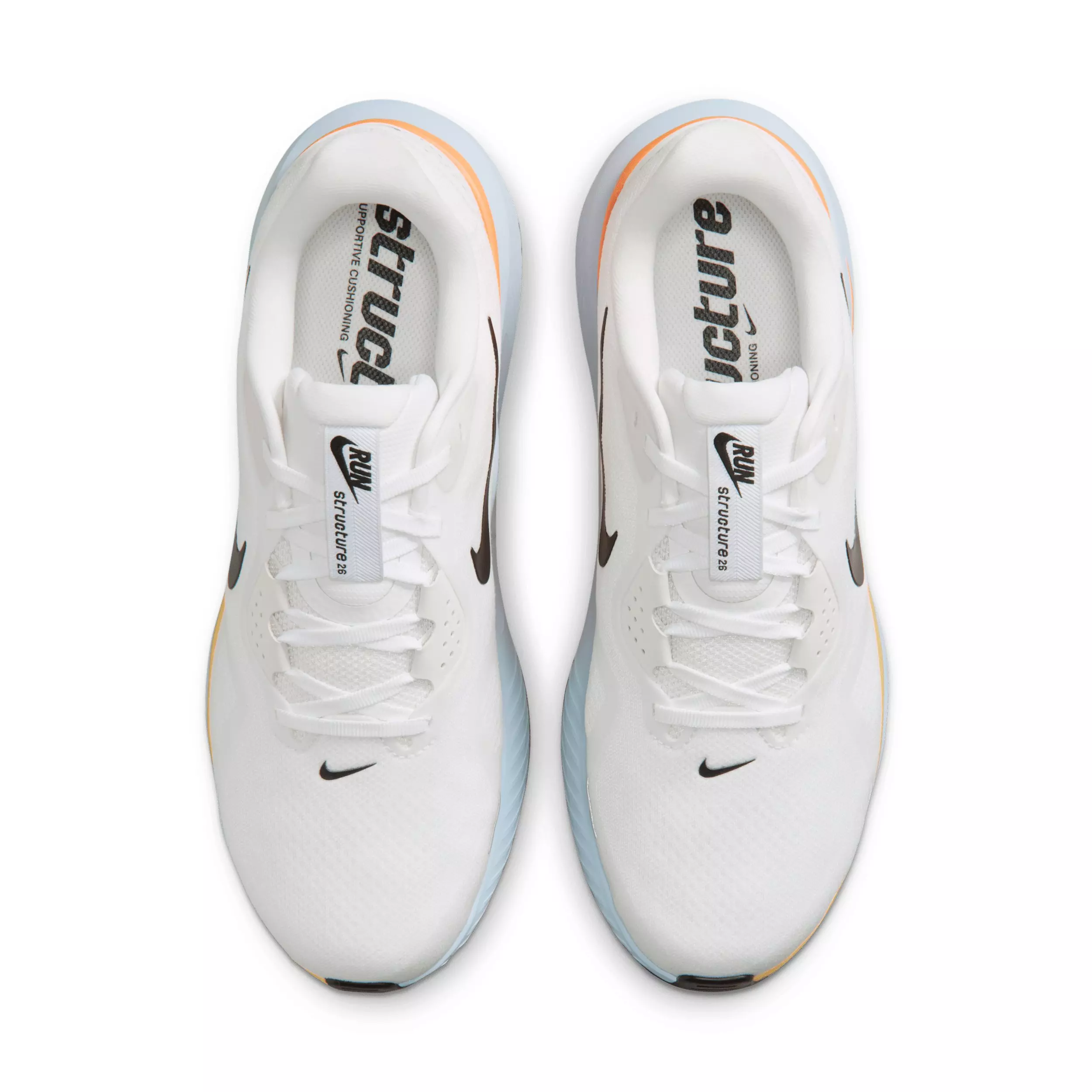 Nike Structure 26 "White/Hydrogen Blue/Total Orange/Black" Men's Wide Running Shoe - WHITE/BLUE/ORANGE/BLACK