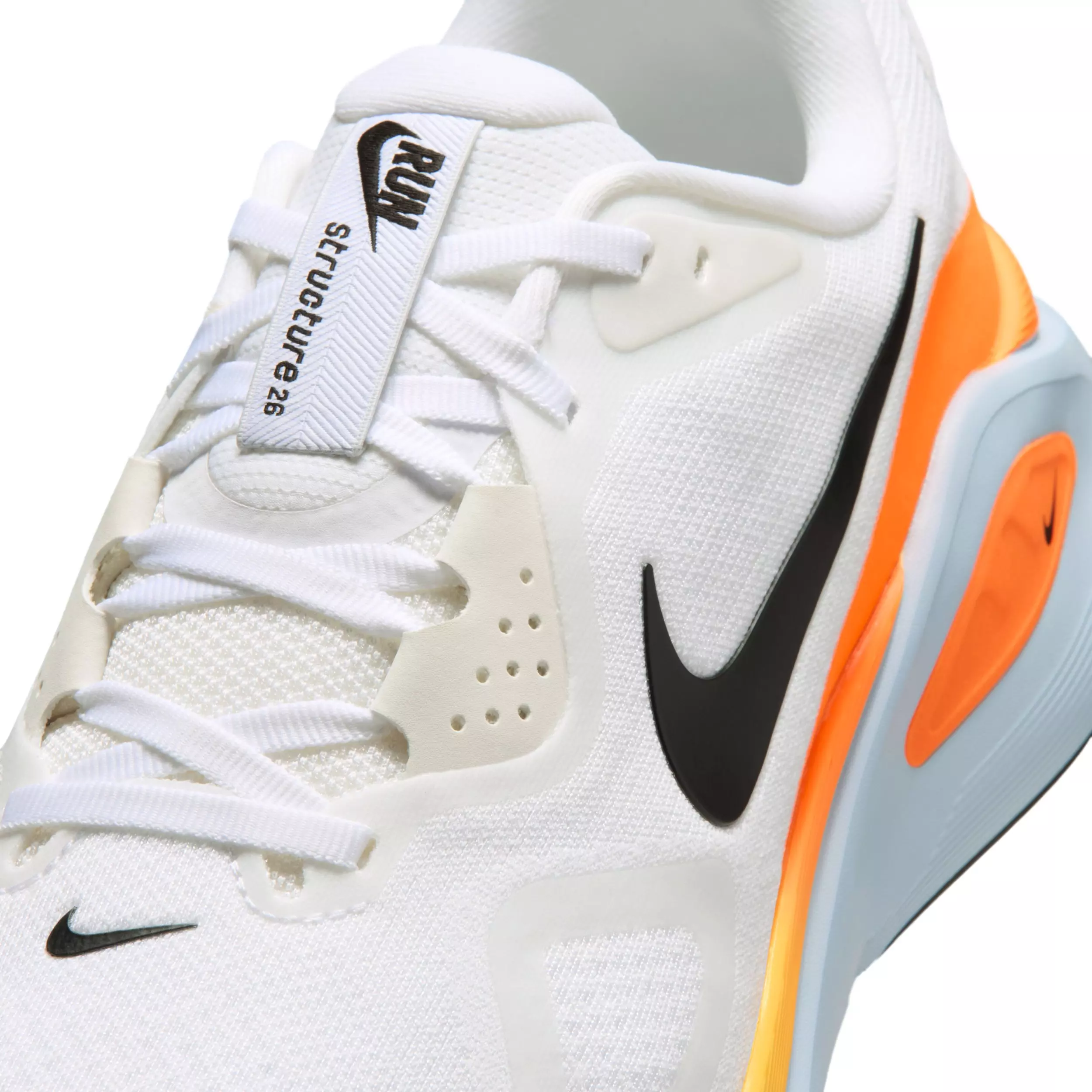 Nike Structure 26 "White/Hydrogen Blue/Total Orange/Black" Men's Wide Running Shoe - WHITE/BLUE/ORANGE/BLACK