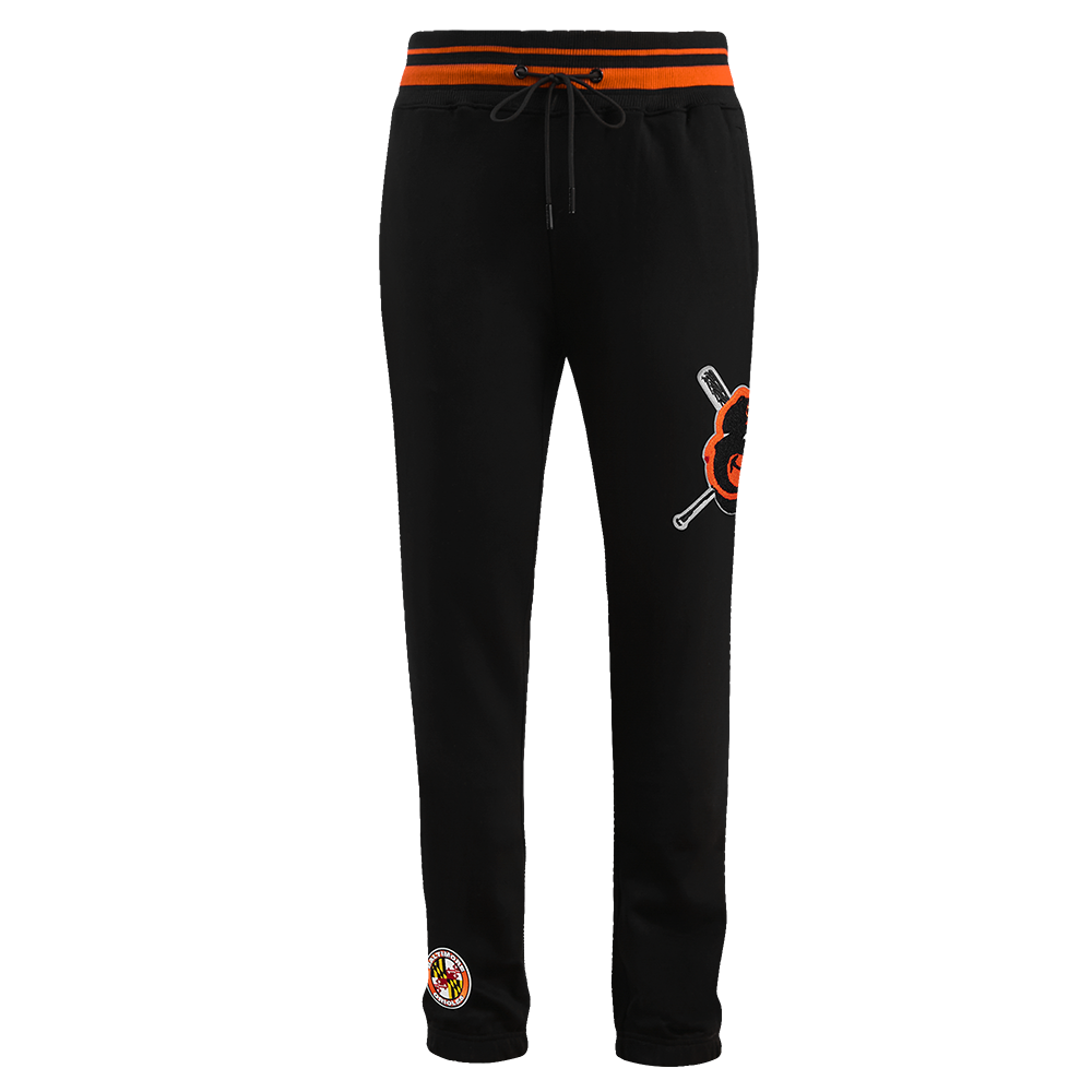 Pro Standard Men's MLB Baltimore Orioles Mashup Rib Sweatpants - Black/Orange - BLACK/ORANGE Thumbnail View 1