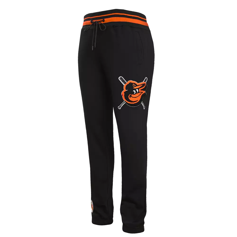 Pro Standard Men's MLB Baltimore Orioles Mashup Rib Sweatpants -Black/Orange - BLACK/ORANGE