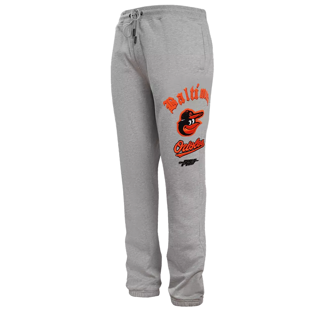 Pro Standard Men's MLB Baltimore Orioles Old English Sweatpants -Grey - GREY