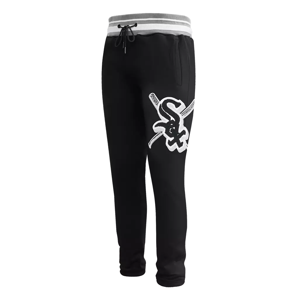 Pro Standard Men's MLB Chicago White Sox Mashup Rib Sweatpants - Black/Grey - BLACK/GREY