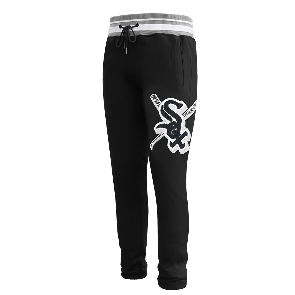 Pro Standard Men's MLB Chicago White Sox Mashup Rib Sweatpants -Black/Grey - BLACK/GREY Thumbnail View 3