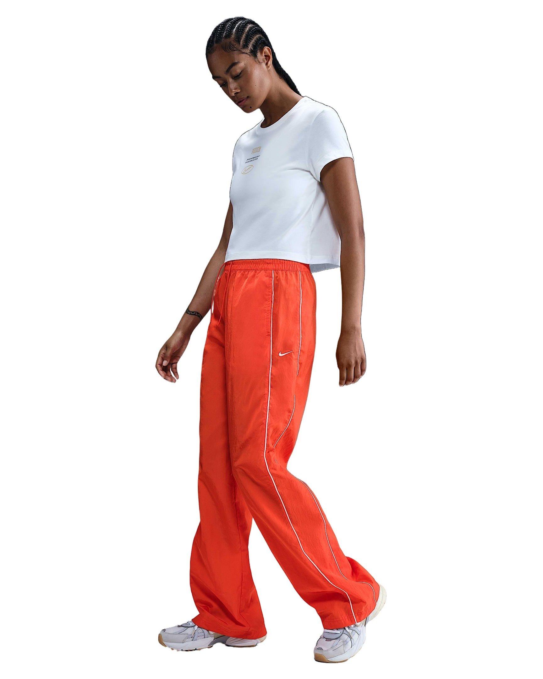 Nike Women's Windrunner High-Waisted Woven Open-Hem Pants - Red - RED Thumbnail View 4