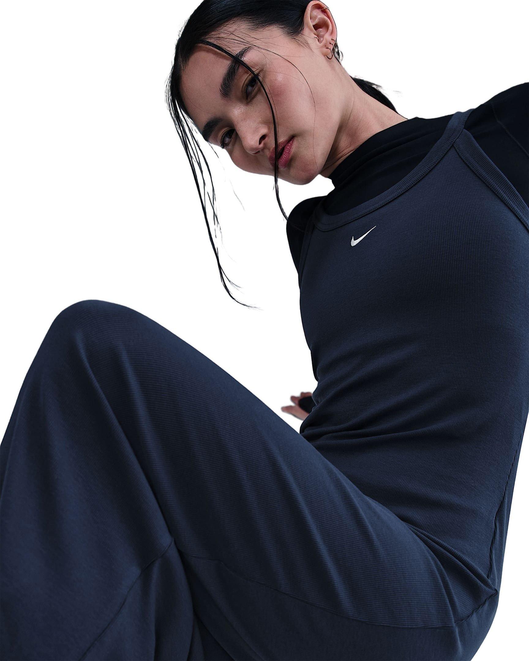 Nike Women's Sportswear Chill Knit Tight Mini-Rib Tank Dress -Navy - NAVY Thumbnail View 3