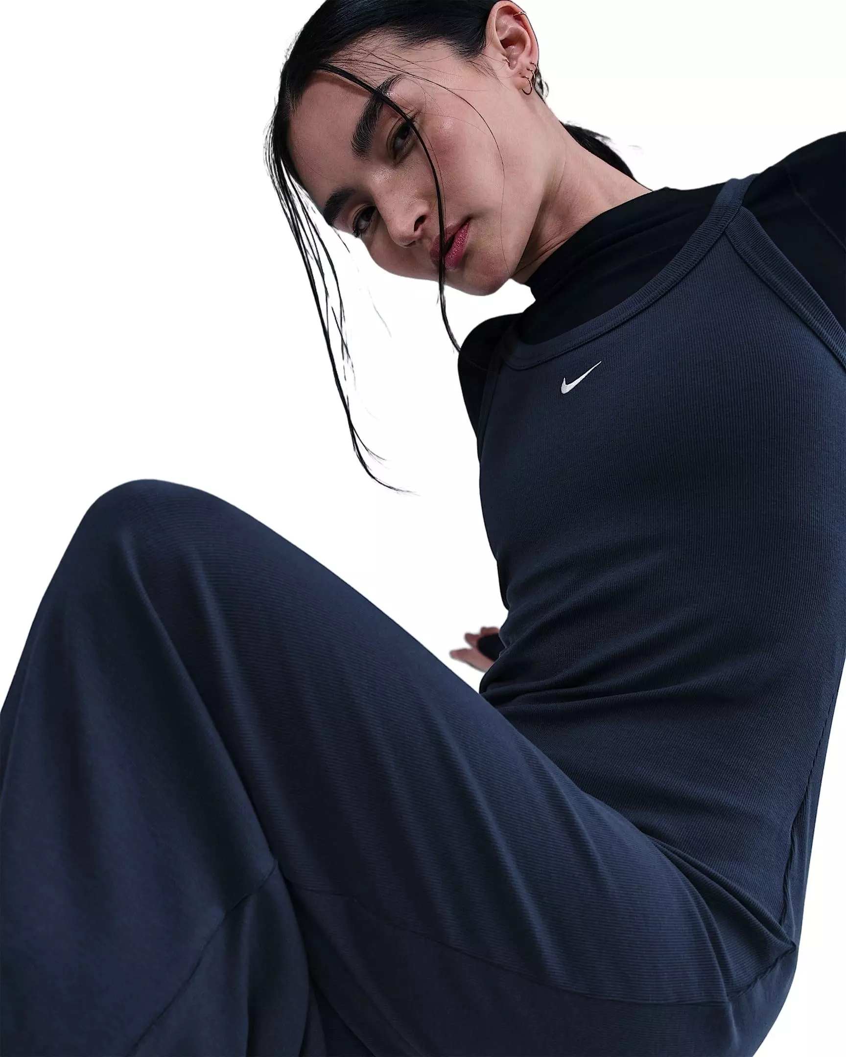 Nike Women's Sportswear Chill Knit Tight Mini-Rib Tank Dress -Navy - NAVY