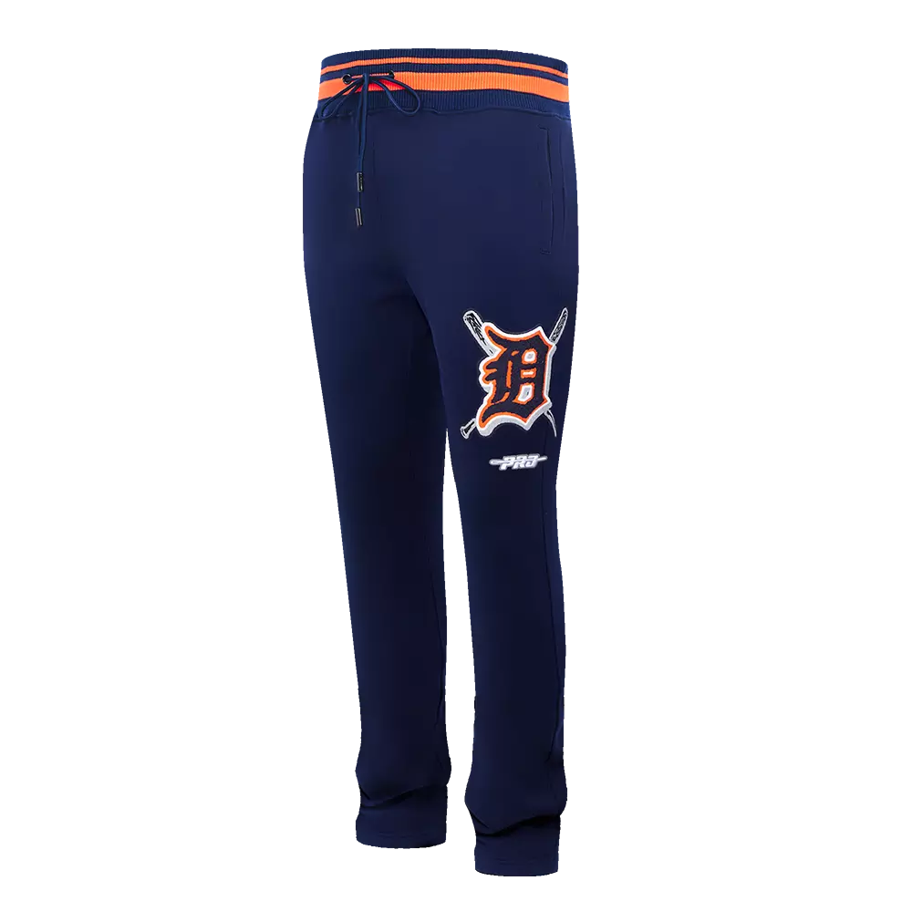 Pro Standard Men's MLB Detroit Tigers Mashup Rib Sweatpants -Navy/Orange - NAVY/ORANGE