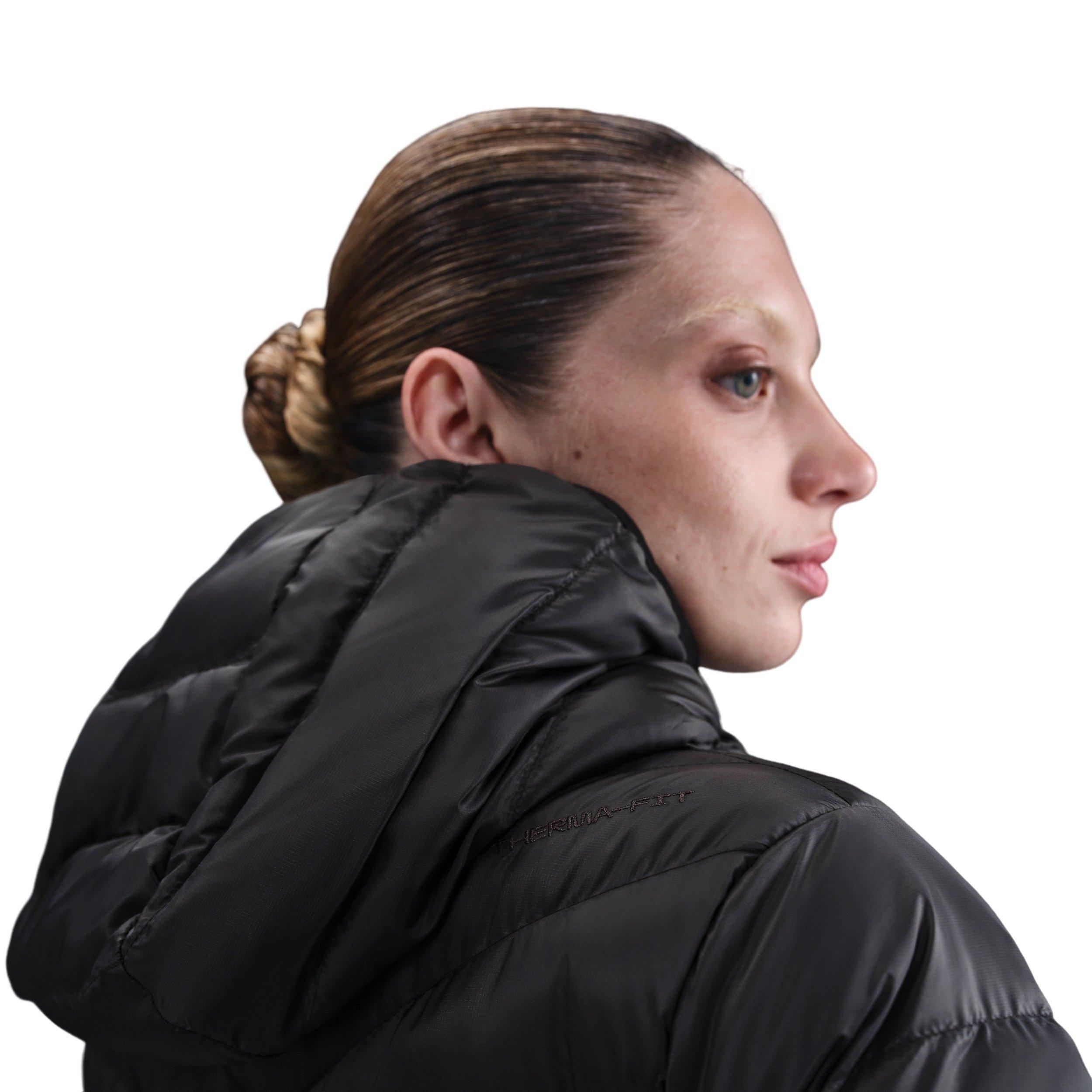 Nike Women's Sportswear Windpuffer Therma-FIT Hooded Parka - Black - BLACK Thumbnail View 3