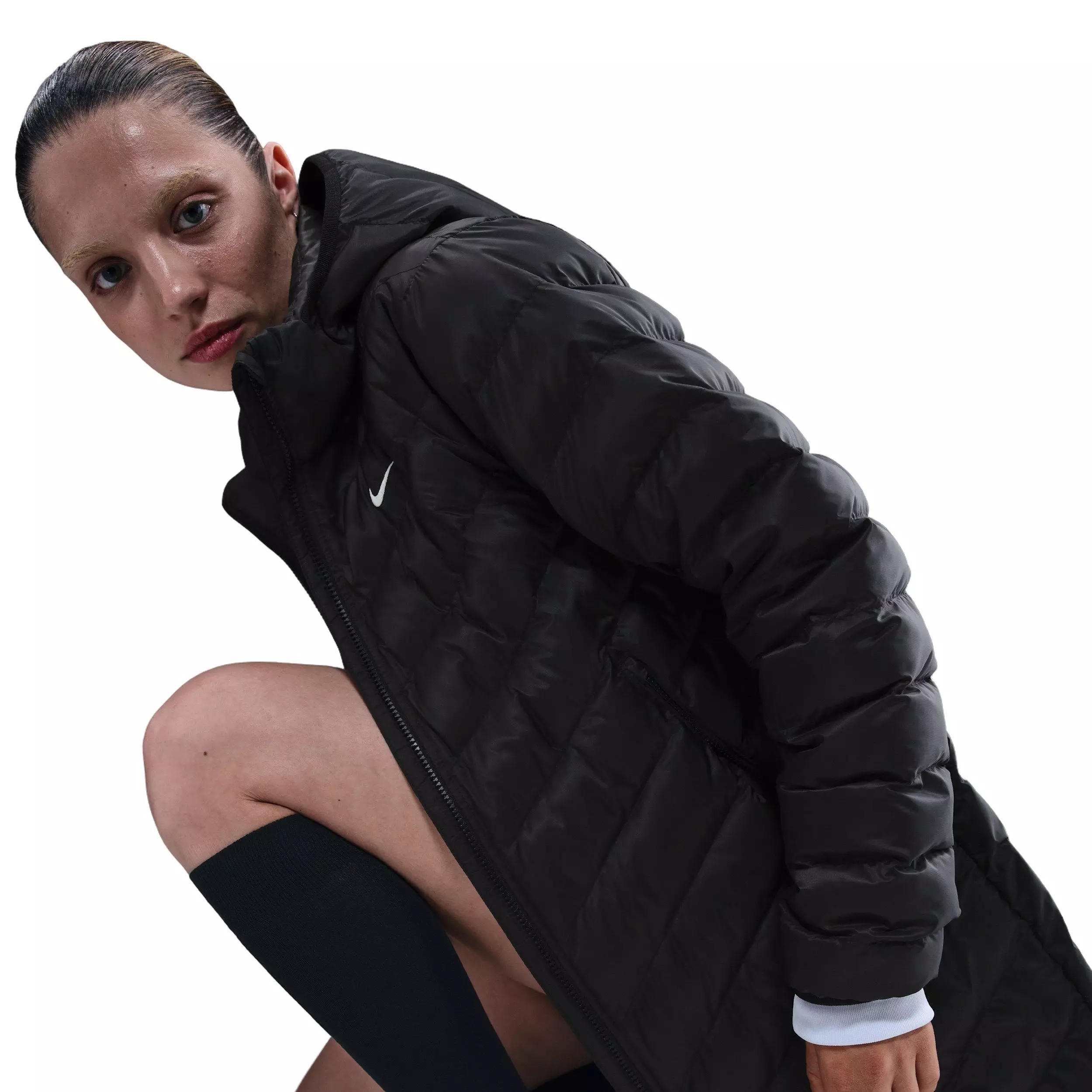 Nike Women's Sportswear Windpuffer Therma-FIT Hooded Parka -Black - BLACK