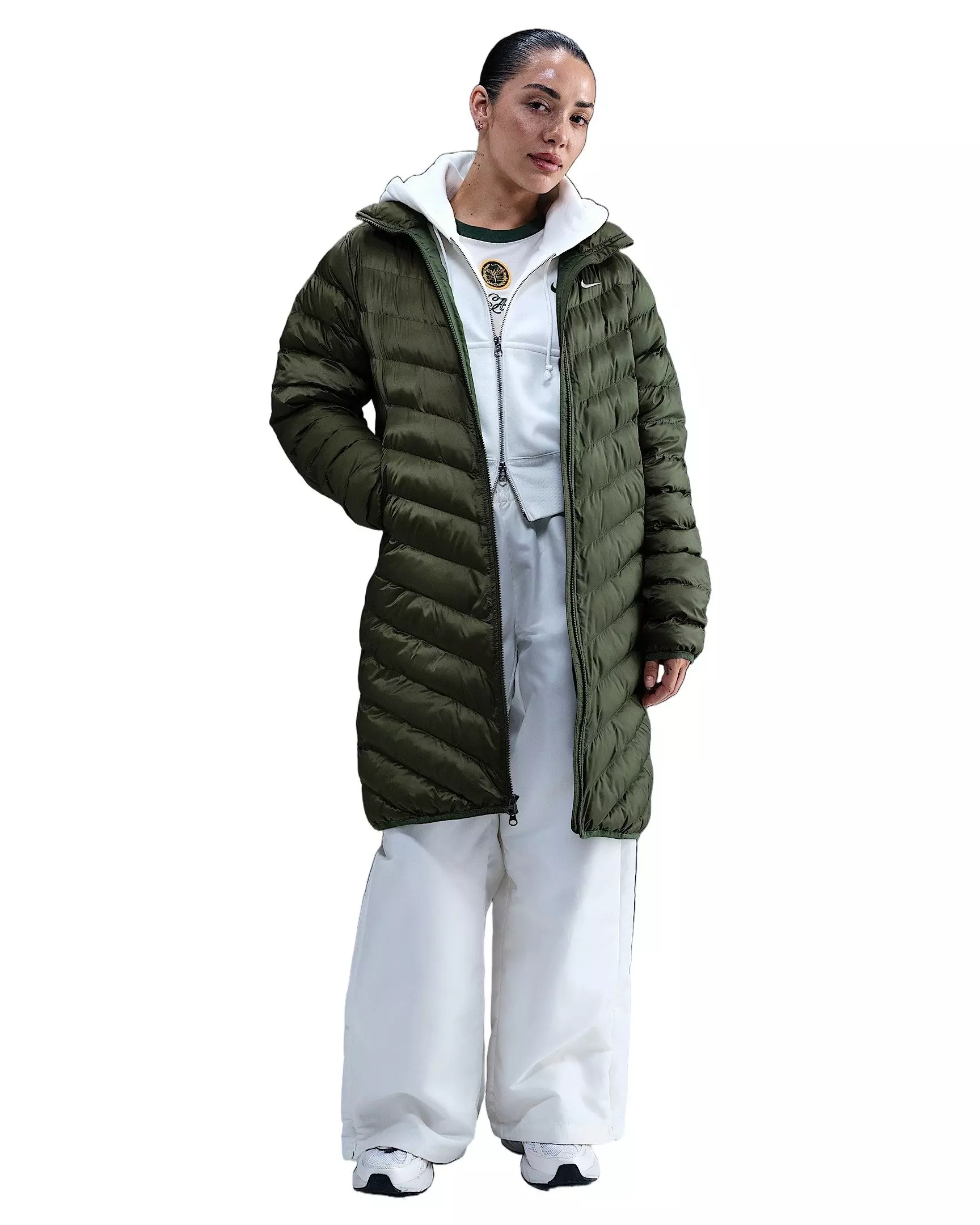 Nike Women's Sportswear Windpuffer Therma-FIT Hooded Parka -Olive - OLIVE